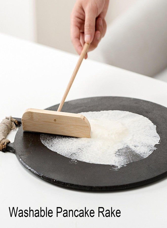 CHEOTIME Crepe Spreader, Wooden T Shape Scraper Stick Small Portable Washable Pancake Rake with Long Handle Cooking Tool for Kitchen - Image 3